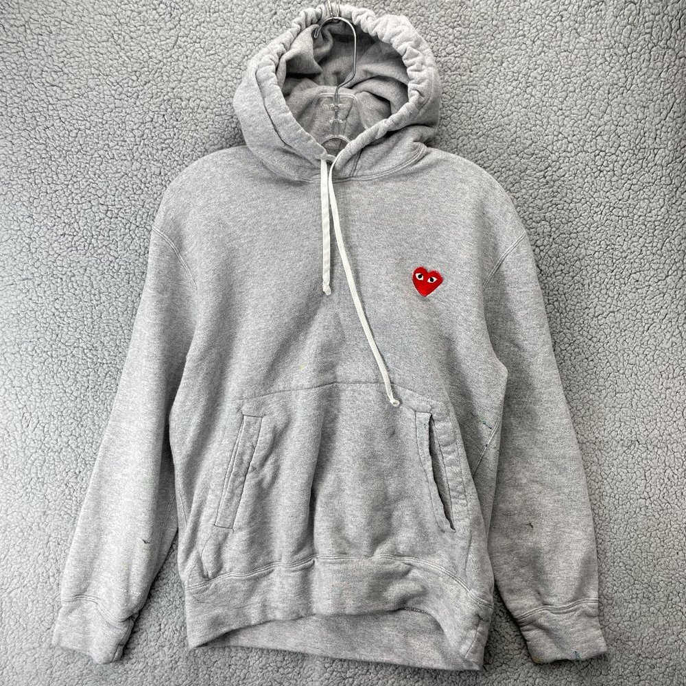Comme des Garçons PLAY Gray Hoodie with Red Heart Logo